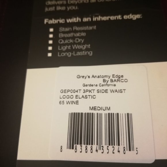 Grey's Anatomy Scrub Pants GEP004-65 Wine - Picture 9 of 13